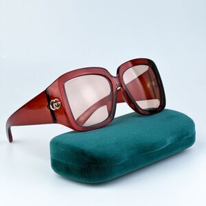 NEW Gucci GG1402SA 003 Burgundy Pink Women Square Sunglasses GG 1402SA